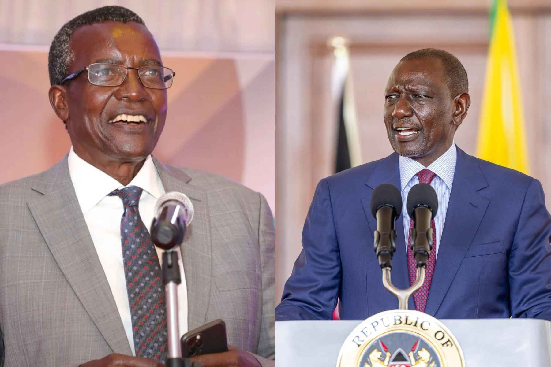 A collage photo of David Maraga and President William Ruto.